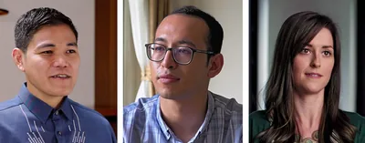 Scenes from the video “Young People​—Choose a Path That Leads to Peace!” 1. Harley. 2. Anjil. 3. Carlee.