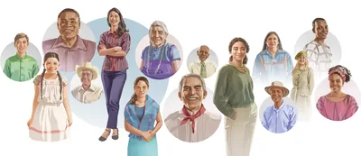 Men and women of various ages, races, and nationalities wearing different hairstyles and styles of clothes appropriate for Christians.