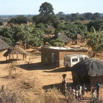 A modest home located in a rural village in Zaire.
