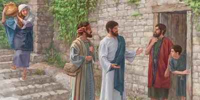 Jesus and a disciple preach