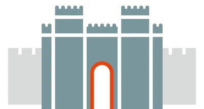 Icon of Babylon’s walls and open gate