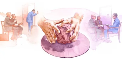 As an example of being molded by the Great Potter, a Christian brother walks away from two elders but later returns to talk with them