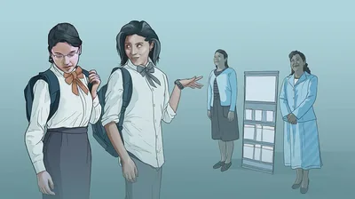 A young Witness with a bad associate is embarrassed when she sees fellow Witnesses at a public witnessing cart