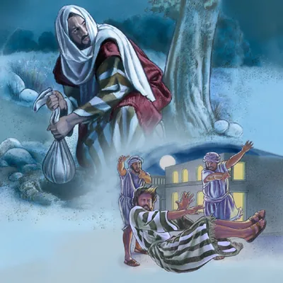 1. A slave buries a bag of money in the ground; 2. The same slave is thrown outside into the darkness