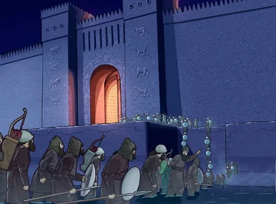 Soldiers march through the dried up Euphrates River