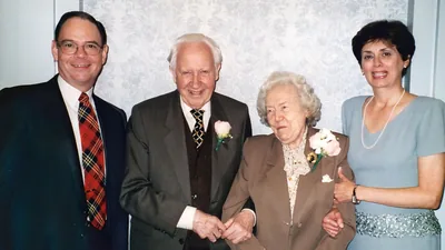 David and Linda Splane posing for a picture with John and Mildred Barr.