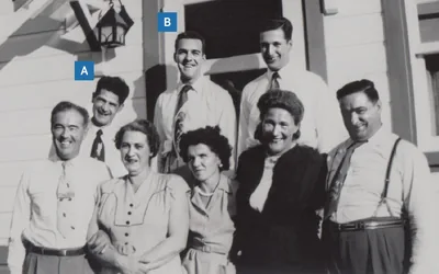 Léonce Crépeault and John Rae with some friends.