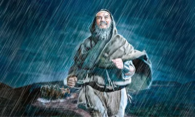 Elijah runs in the rain and gets ahead of King Ahab