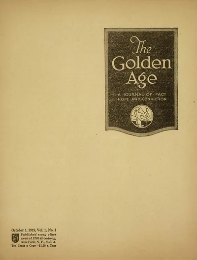 Cover of the first issue of The Golden Age, dated October 1, 1919