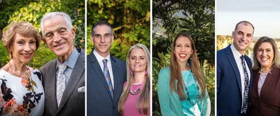 From left to right: With my wife, Sylvia, at the Venezuela branch. Our oldest son, Mike, with Monica. Our daughter, Samira. Our son Gabriel with Ambra