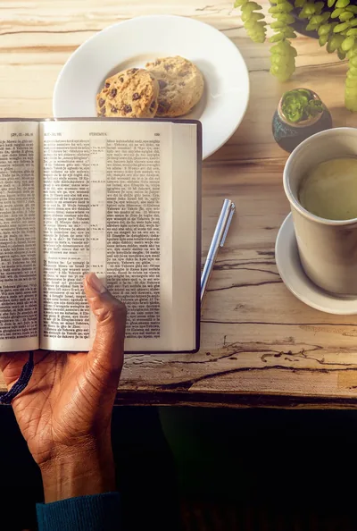 A woman reads the Bible