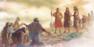 The Gibeonites approach Joshua and his army, wearing worn-out clothing