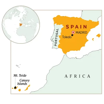 Spain highlighted on a map