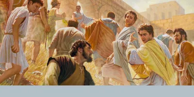 Barnabas being thrown out of Pisidian Antioch by hostile opposers.