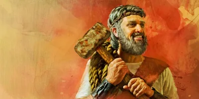 Noah with a tool for building the ark