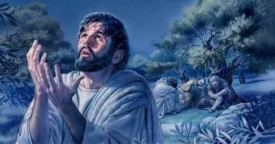 The apostles sleep while Jesus prays