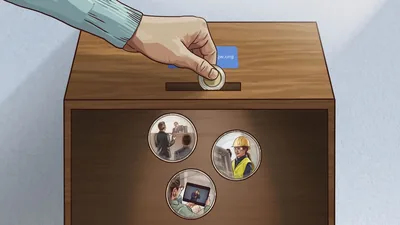 A person’s hand putting a donation in a contribution box. Collage: 1. A brother stands before a judge. 2. A sister works on a theocratic construction project. 3. A sister watches a sign-language video.