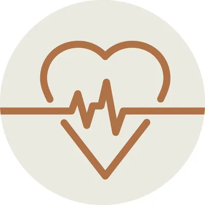 Icon of a heart with an EKG line, representing health problems.