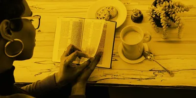 A woman reads the Bible