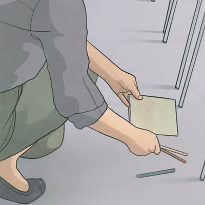 Tidying up around a seat at a Kingdom Hall