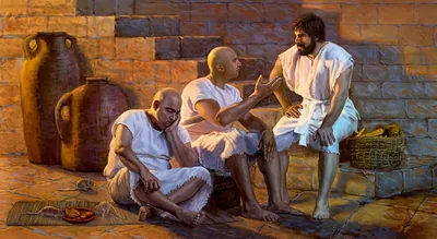 Joseph interpreting the dreams of two prisoners.