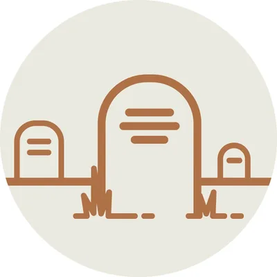 Icon of tombstones, representing a cemetery.