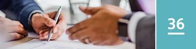 Lesson 36. A man signs a document.
