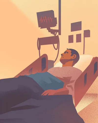 A man in a hospital bed