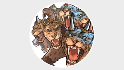 A wild beast with ten horns and seven heads.