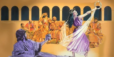 Herod expresses pleasure with Salome’s dancing at his birthday party