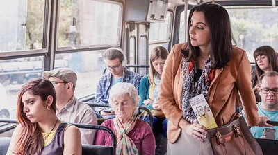 A sister on public transportation tries to imagine what a woman’s life might be like before offering her a tract