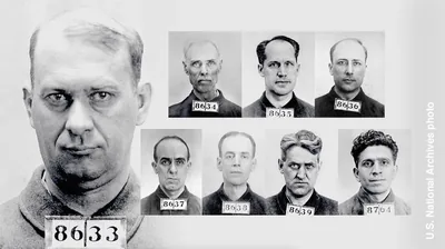 Mug shots of the brothers who were arrested and imprisoned in 1918.