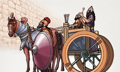 The Rabshakeh and his men outside the wall of Jerusalem