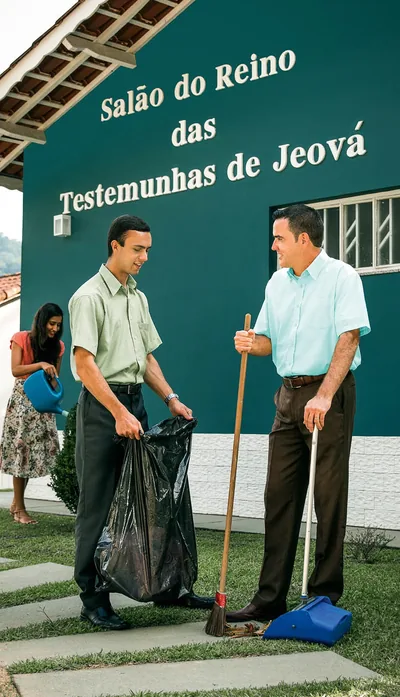 A brother helps clean the Kingdom Hall