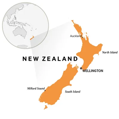 New Zealand on a world map