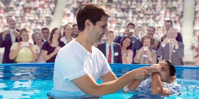 A boy is baptized