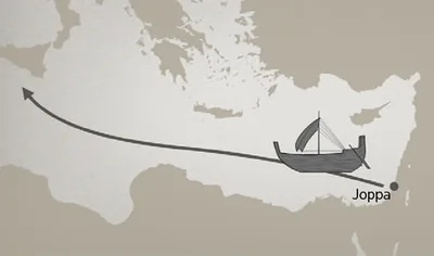 The route by sea from Joppa to Tarshish