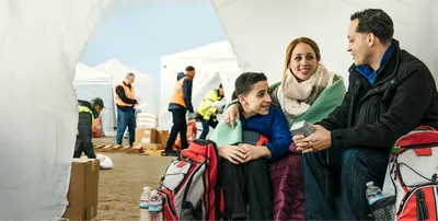 A family sticks to their routine after a disaster