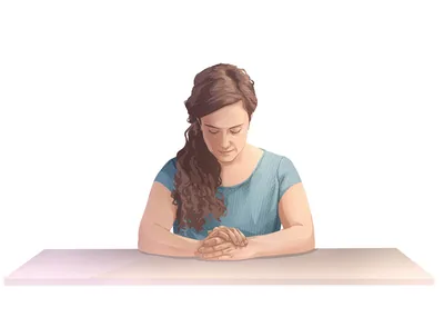A woman praying.