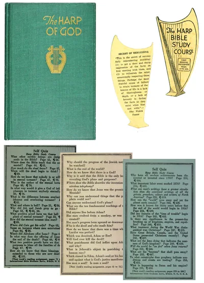 The book The Harp of God Bookmark with a reading assignment Self-quiz cards