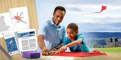After considering an Awake! article from the series “Was It Designed?,” a father and son make a kite