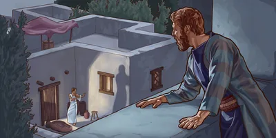 David watching Bath-sheba from his rooftop.