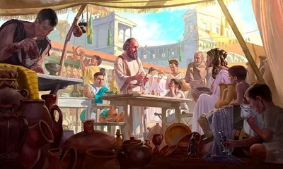 The apostle Paul preaches in a market
