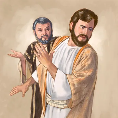 Jesus turns his back on Peter