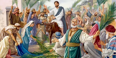 As Jesus rides into Jerusalem on a donkey, the crowd hails him as King