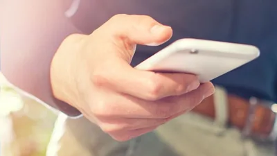 A brother looking at his smartphone.
