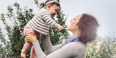 A mother and her baby daughter