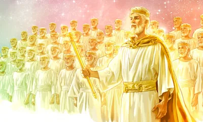 Jesus with some who have been resurrected to heavenly life