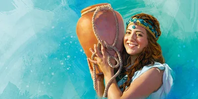 Rebekah with a water jar on her shoulder