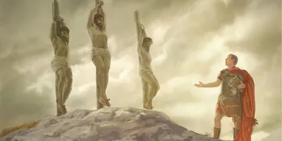 After Jesus dies on the stake alongside two criminals, an army officer says: “Certainly this man was God’s Son”